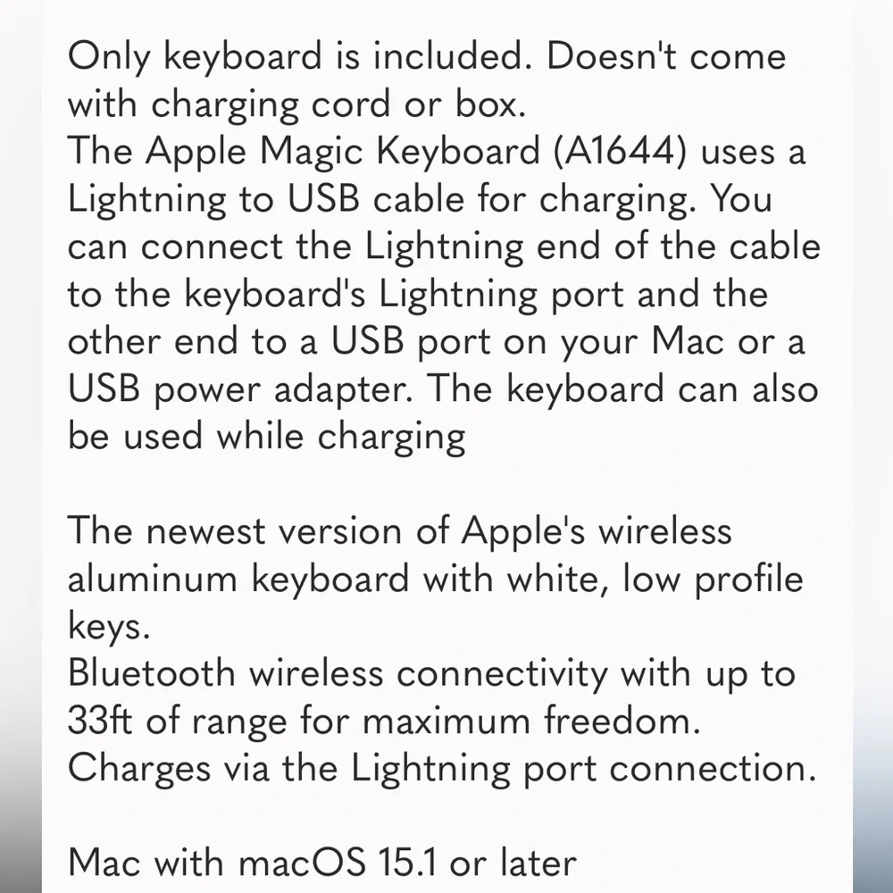 Apple Magic Keyboard 2nd Gen - A1644 EMC 2815